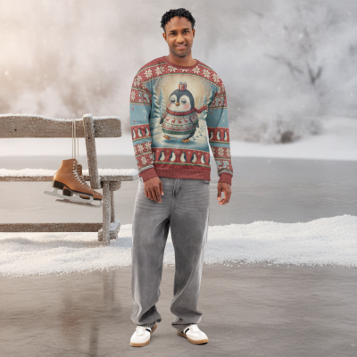 Waddle You Want Ugly Christmas Sweater, Sweatshirt on model